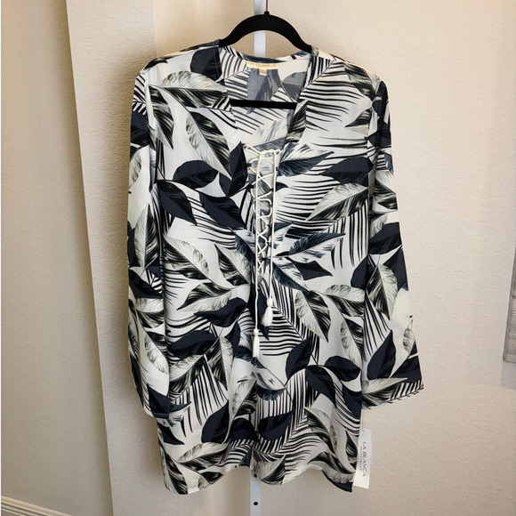 LaBlanca Womens Tropical Black White Swimsuit Coverup Resortwear Vacation XS - Picture 3 of 8